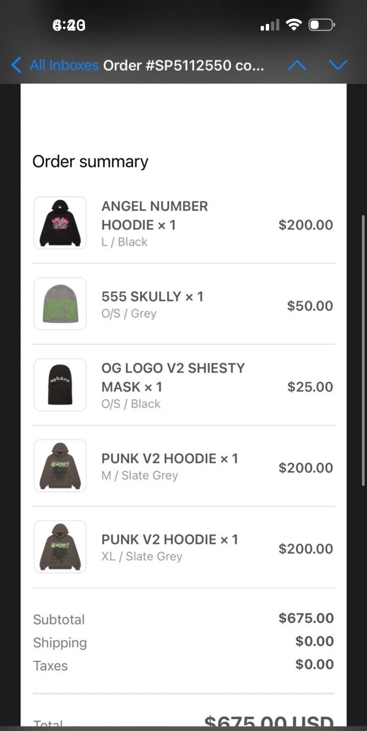 Sp5der Punk V2 Slate Grey Hoodie